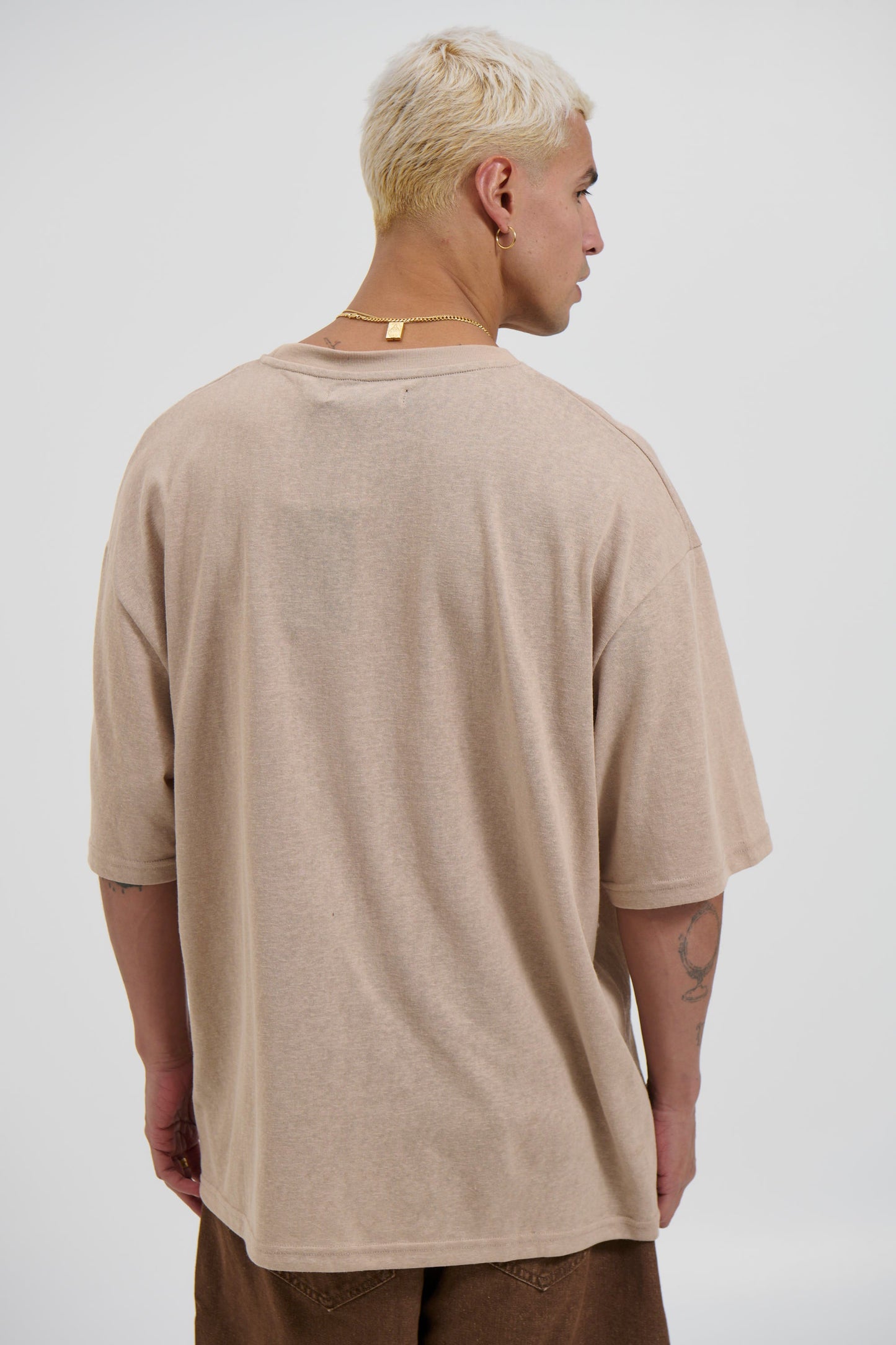 Lightweight Linen Look Tee Tan - FINAL SALE