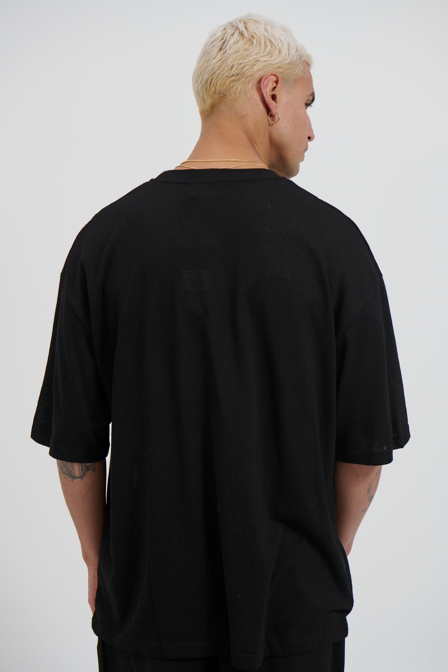 Lightweight Linen Look Tee Black - FINAL SALE