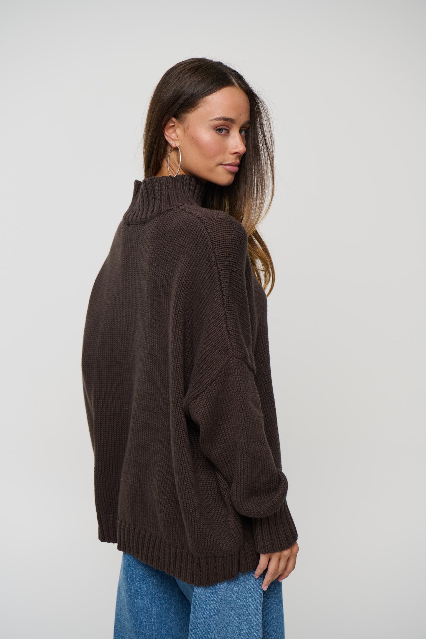 Layla Funnel Neck Knit Chocolate