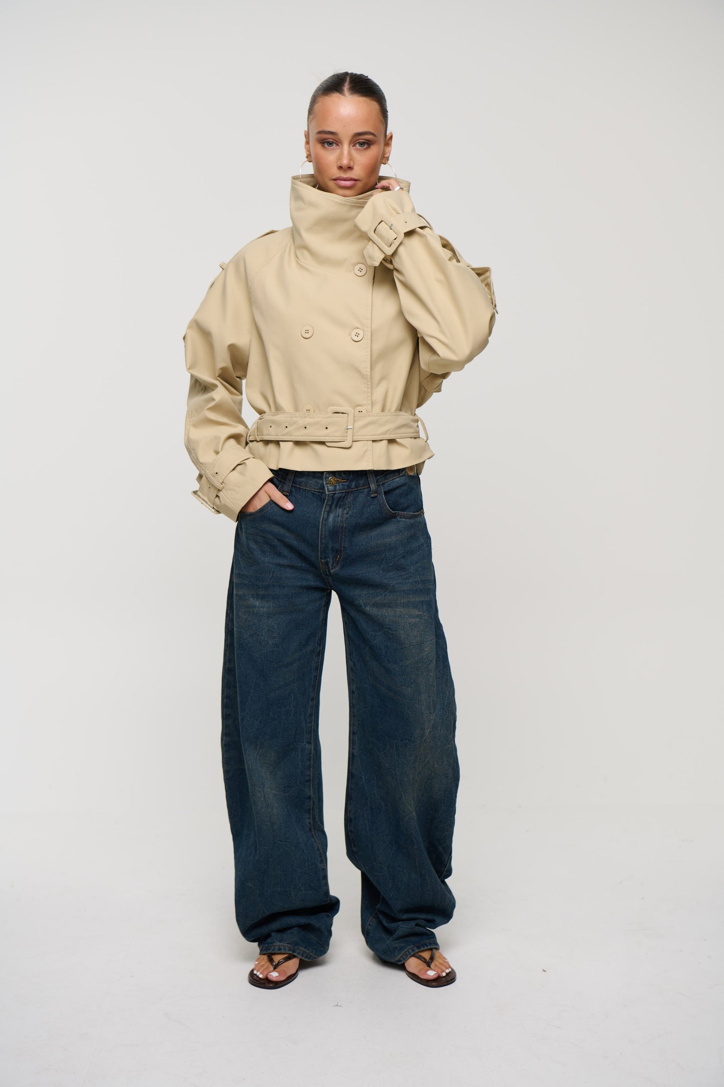 Blanc Cropped Trench Cream