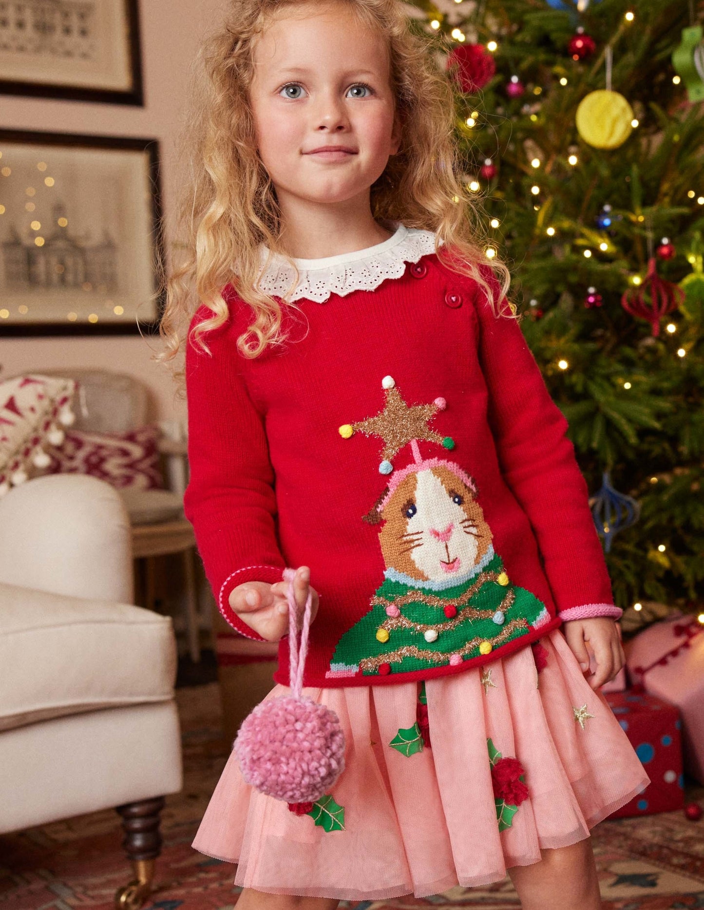 Appliqué Tulle Skirt-Boto Pink Holly