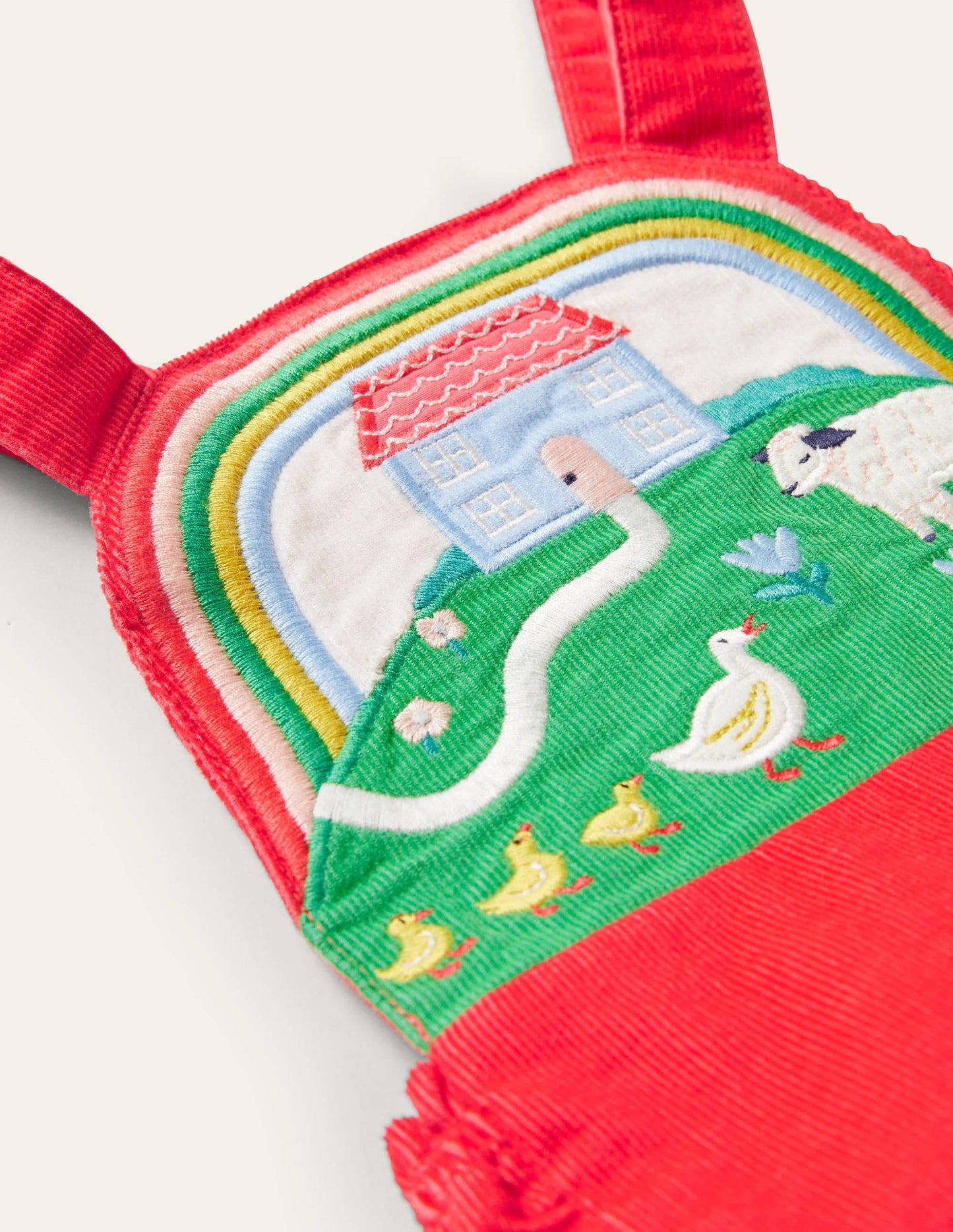 Appliqué Bib Romper-Strawberry Tart Scene