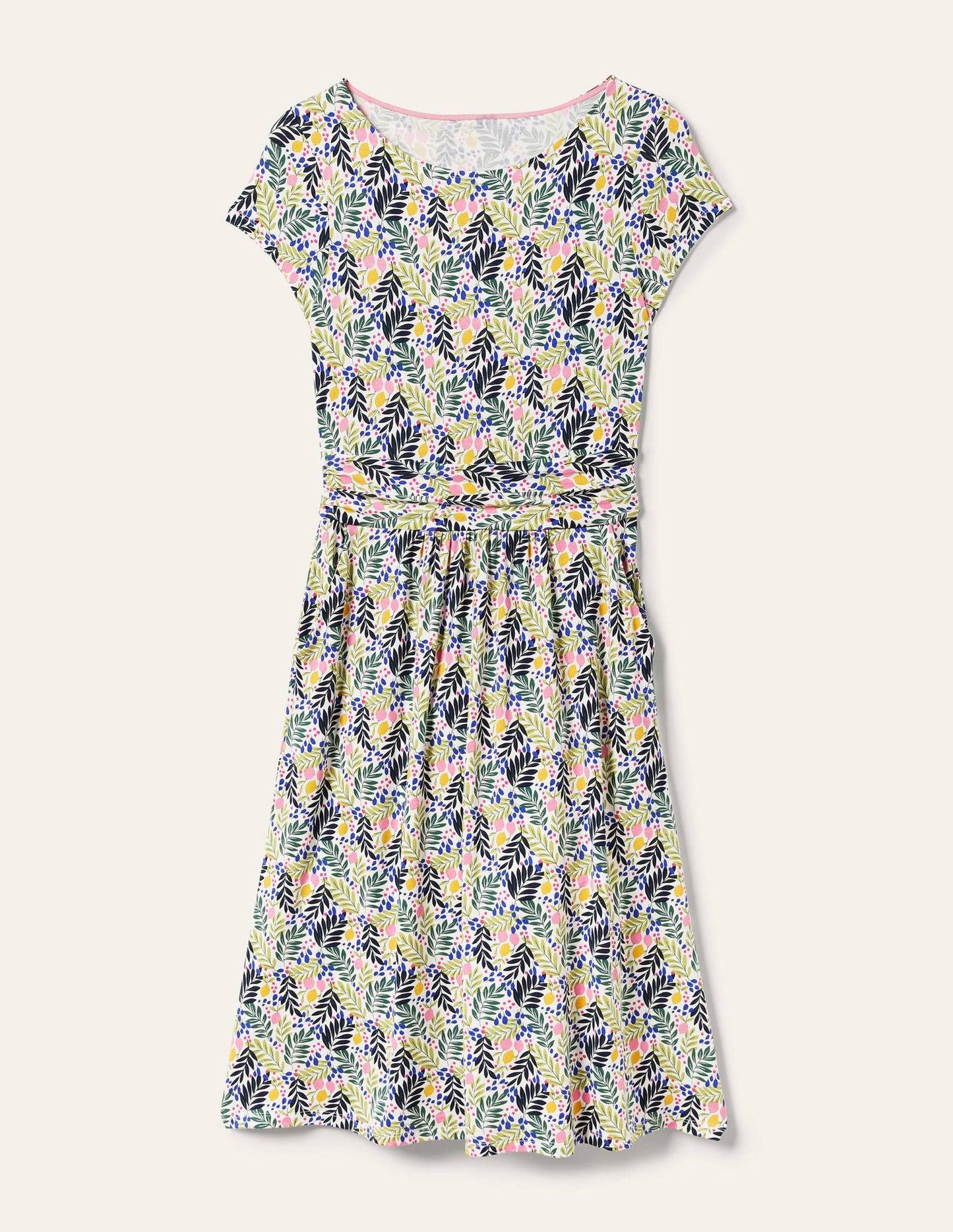 Amelie Jersey Dress-Multi, Lemon Foliage