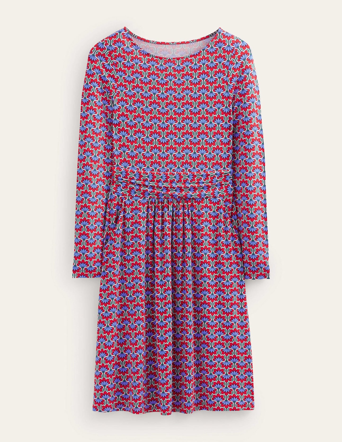 Abigail Jersey Dress-Hot Pepper, Geo Petal