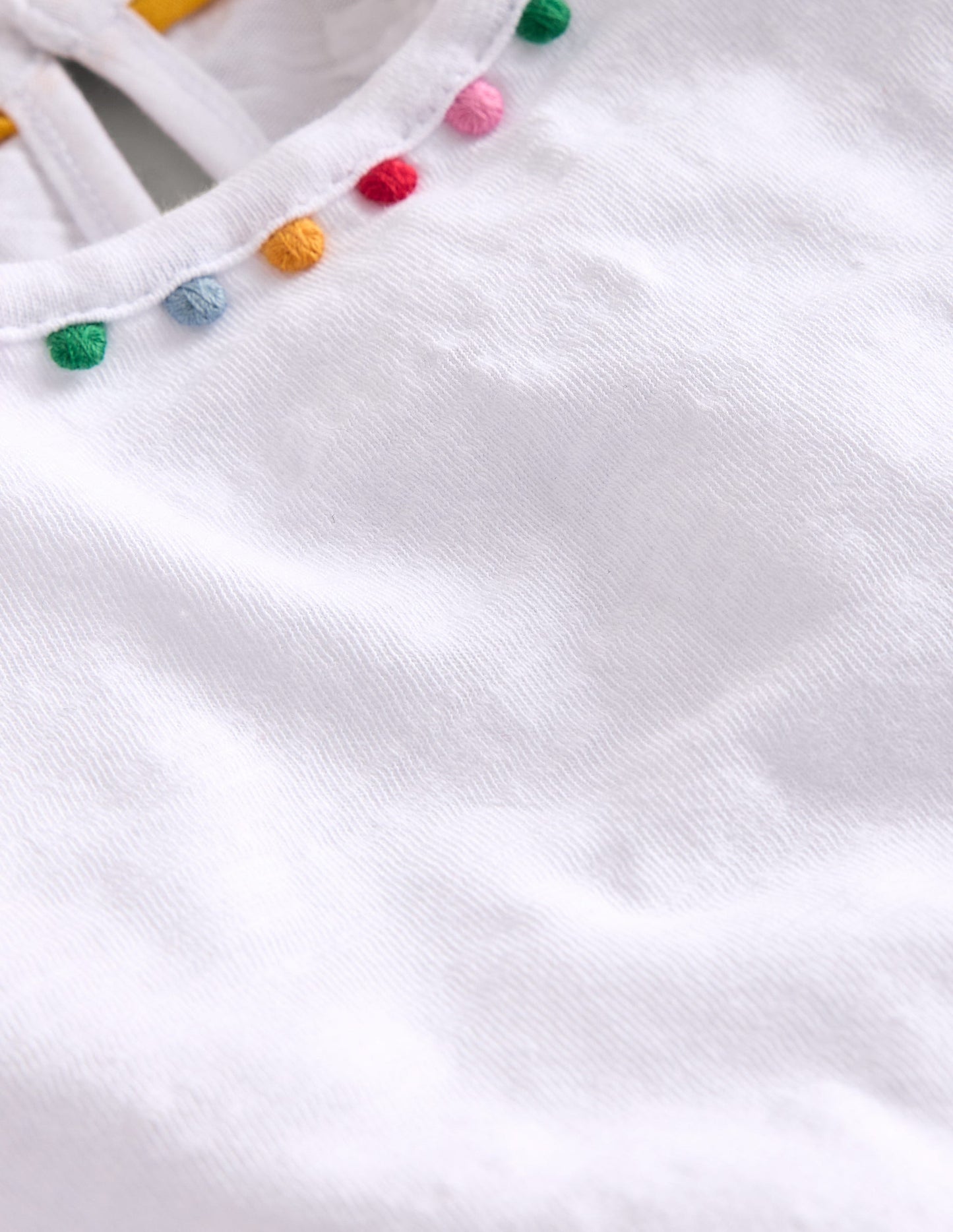 Ali Puff Sleeve Pom T-Shirt-White