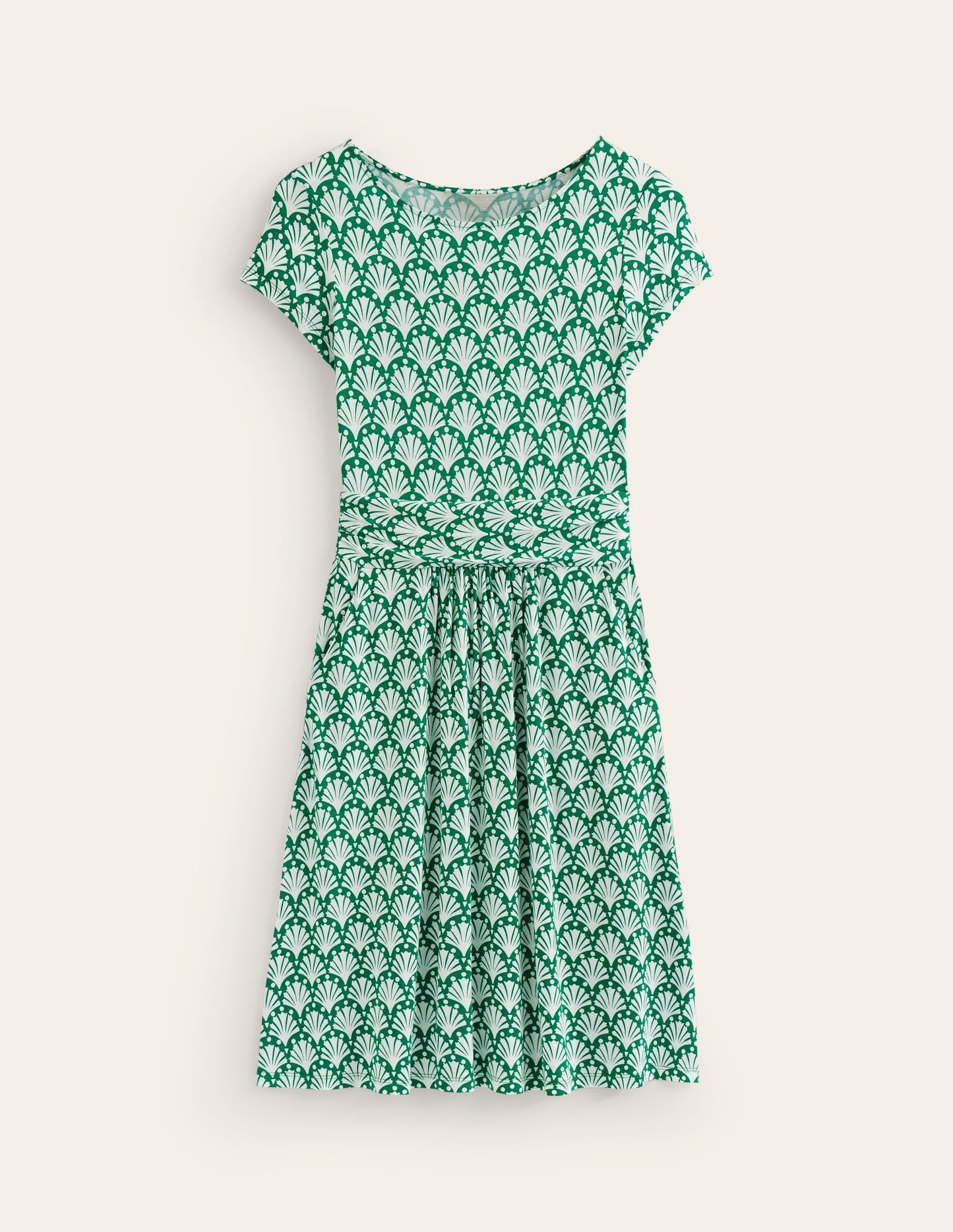 Amelie Jersey Dress-Green Tambourine, Shells