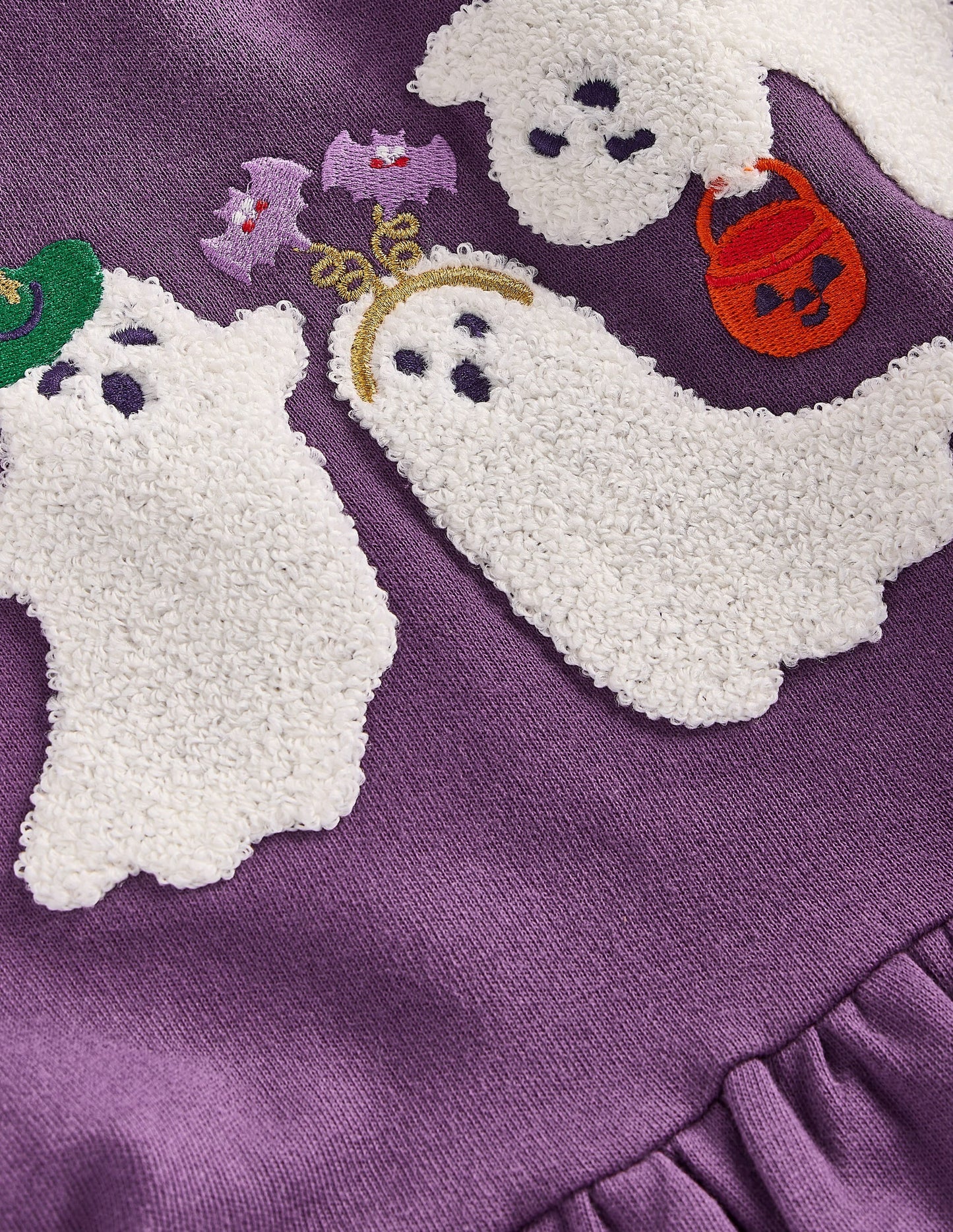Applique Sweatshirt Dress-Halloween Ghosts