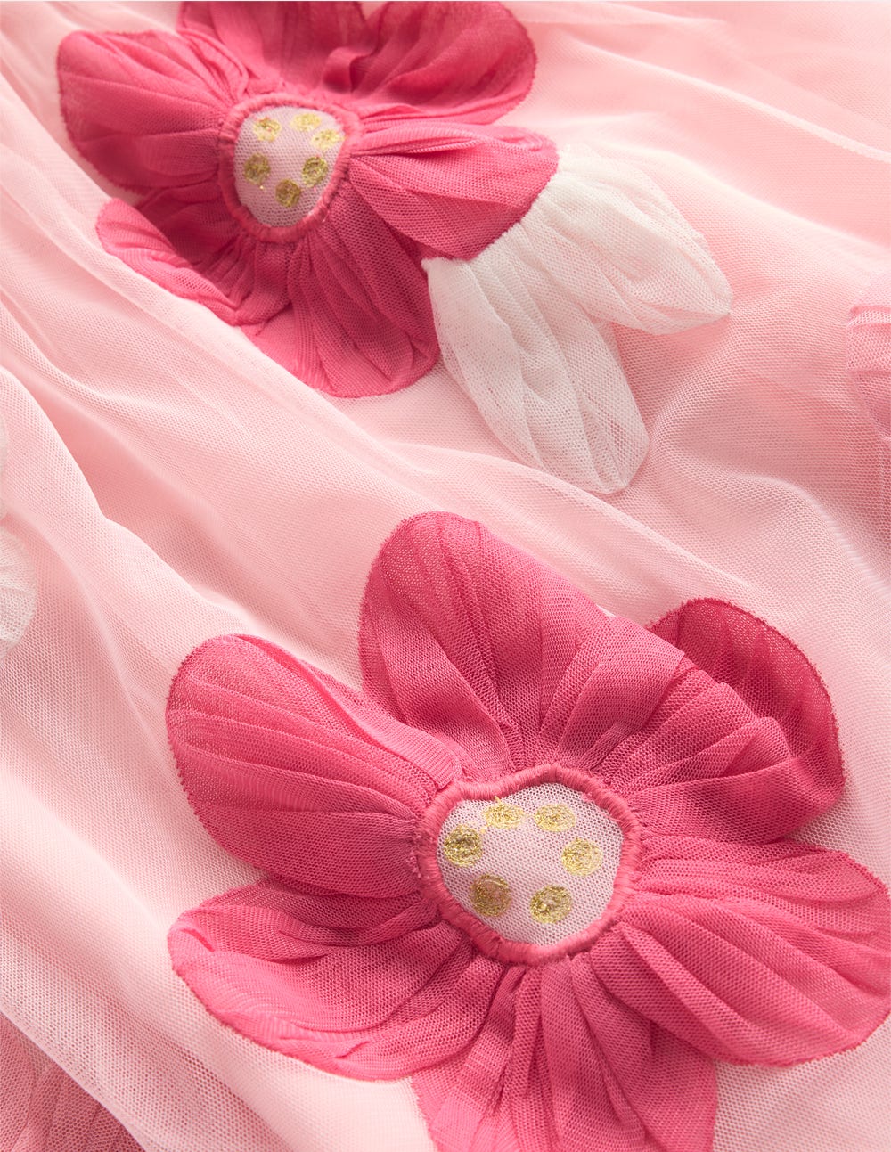 Appliqué Tulle Dress-Chalk Pink Flower
