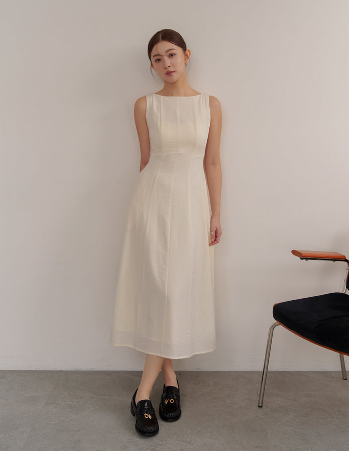 Carrie Panel Midi Dress in Ivory