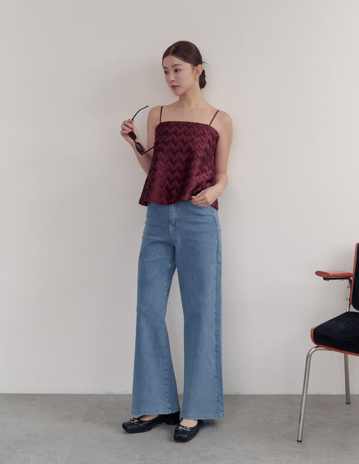 Gemma Stretchy Wide Straight Jeans in Mid Wash