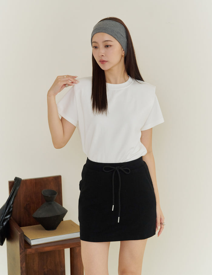 Gigi Shoulder Padded Muscle Tee in White