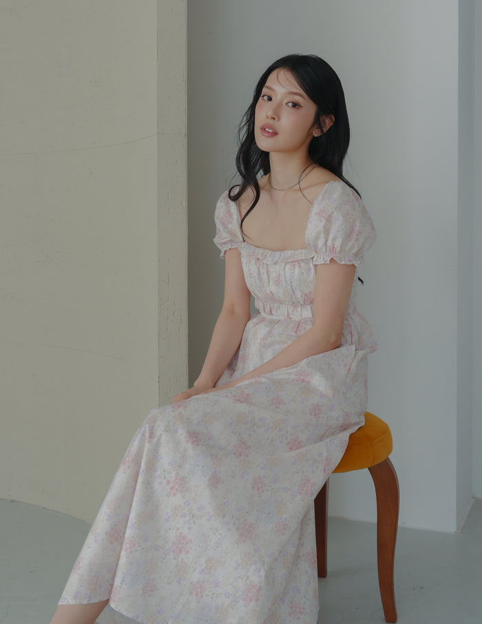 Jasmine Padded Maxi Dress in Blush Floral