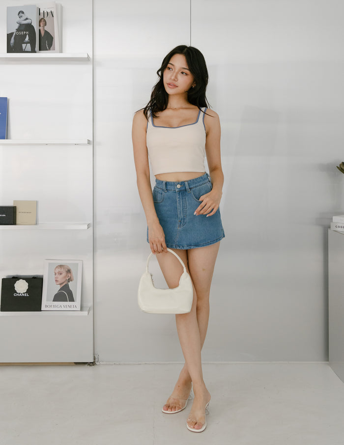 Kendra Denim Skorts in Mid Wash