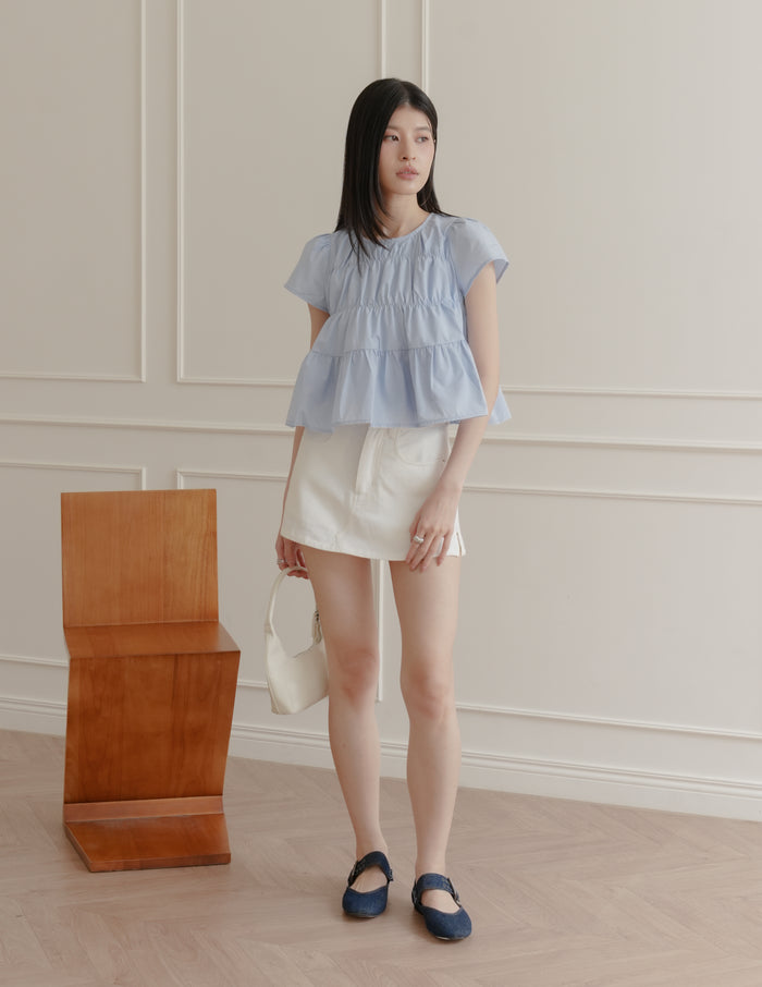 Kimberly Tiered Babydoll Top in Blue