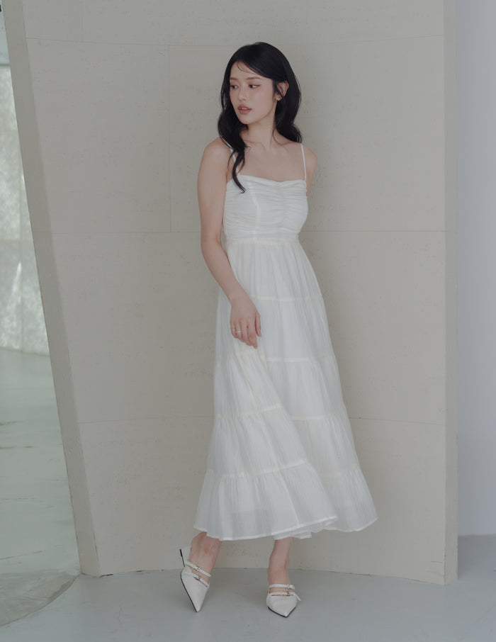 Lyndsey Padded Maxi Dress in White