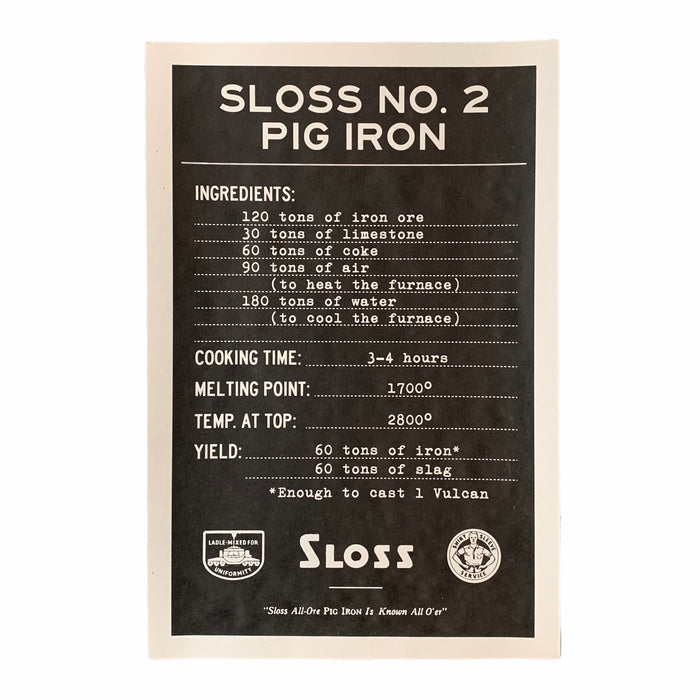 "Sloss Iron Recipe" Print