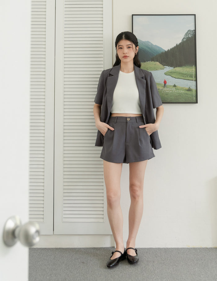 Tanya Linen Blazer in Grey