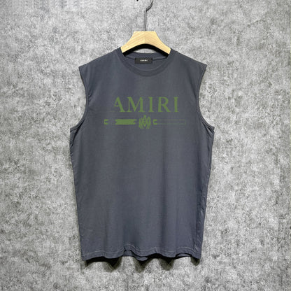 Amiri tank top with damaged letter horizontal stripesprinting
