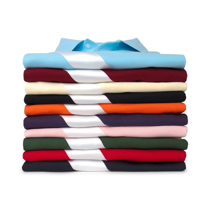 100% Pima Cotton Stripe Polo (Authentic Polo Shirt With Satin Stripe - Burgundy)