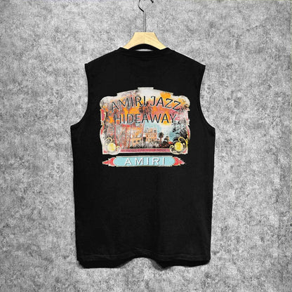 Amiri tank top lake view oil painting printing