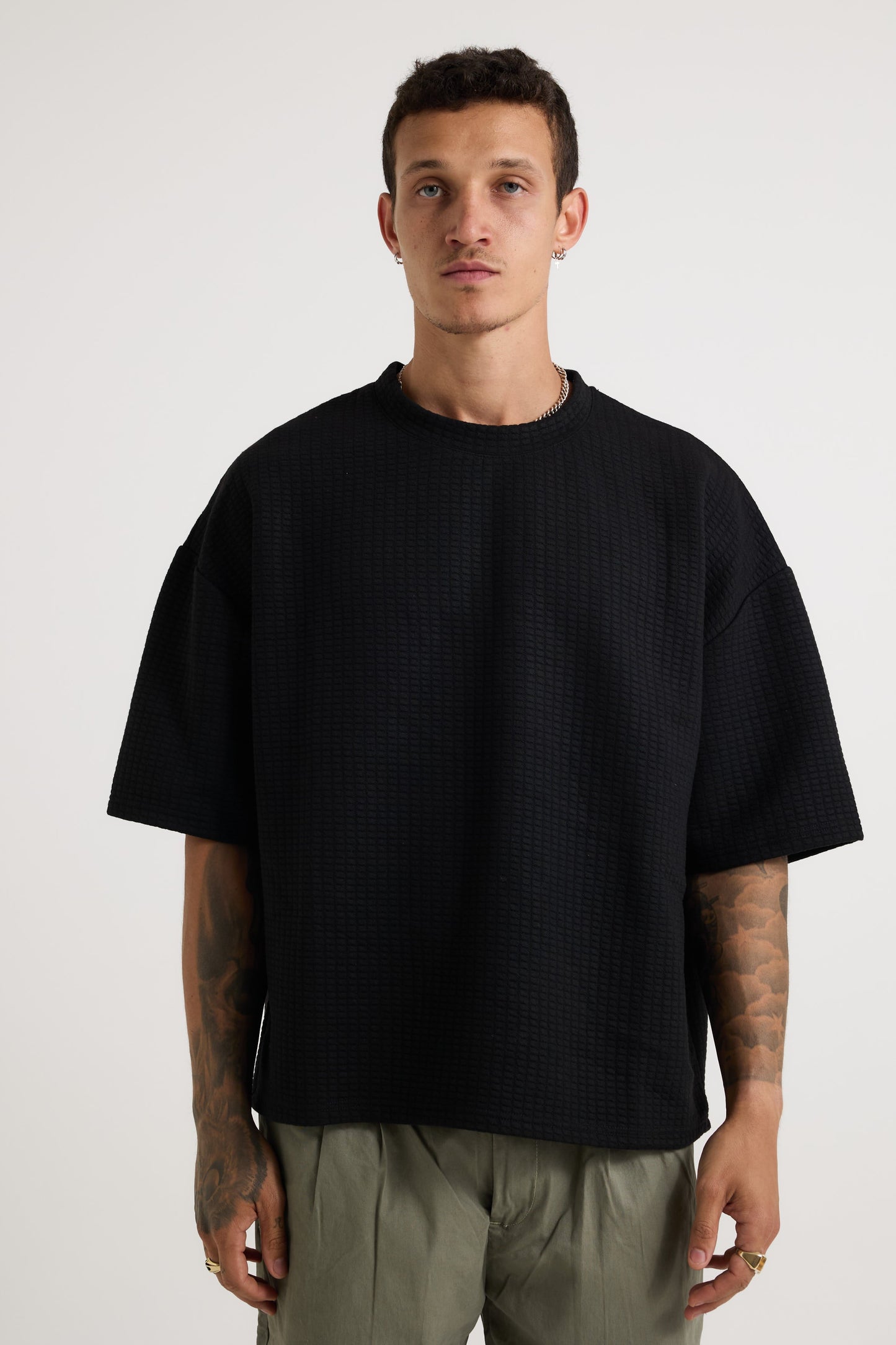 Colin Waffle Texture Tee Black - FINAL SALE