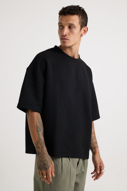 Colin Waffle Texture Tee Black - FINAL SALE