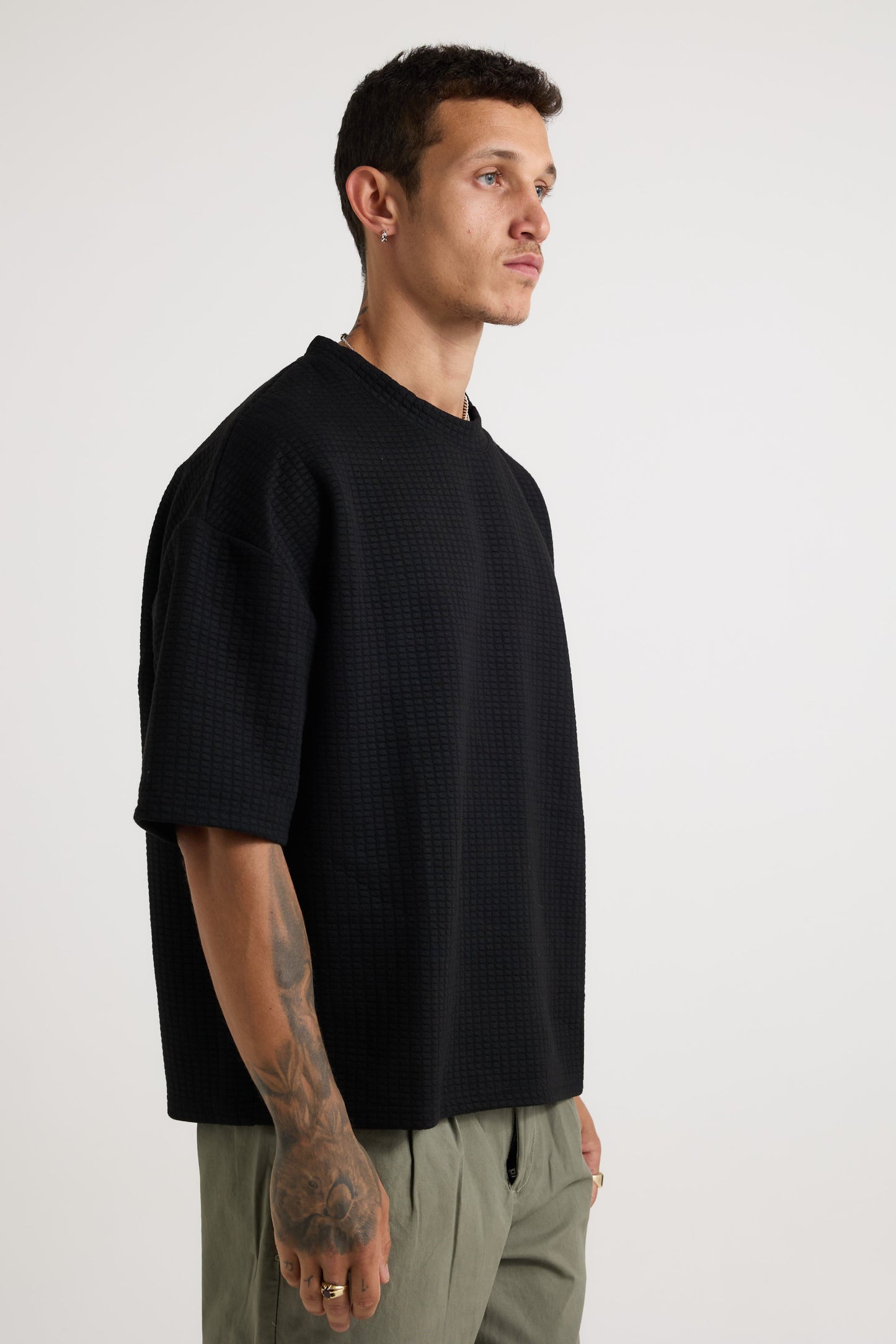Colin Waffle Texture Tee Black - FINAL SALE