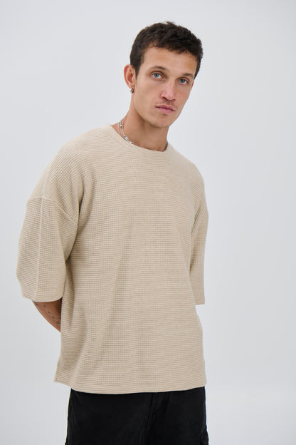 Lionel Waffle Tee Tan - FINAL SALE
