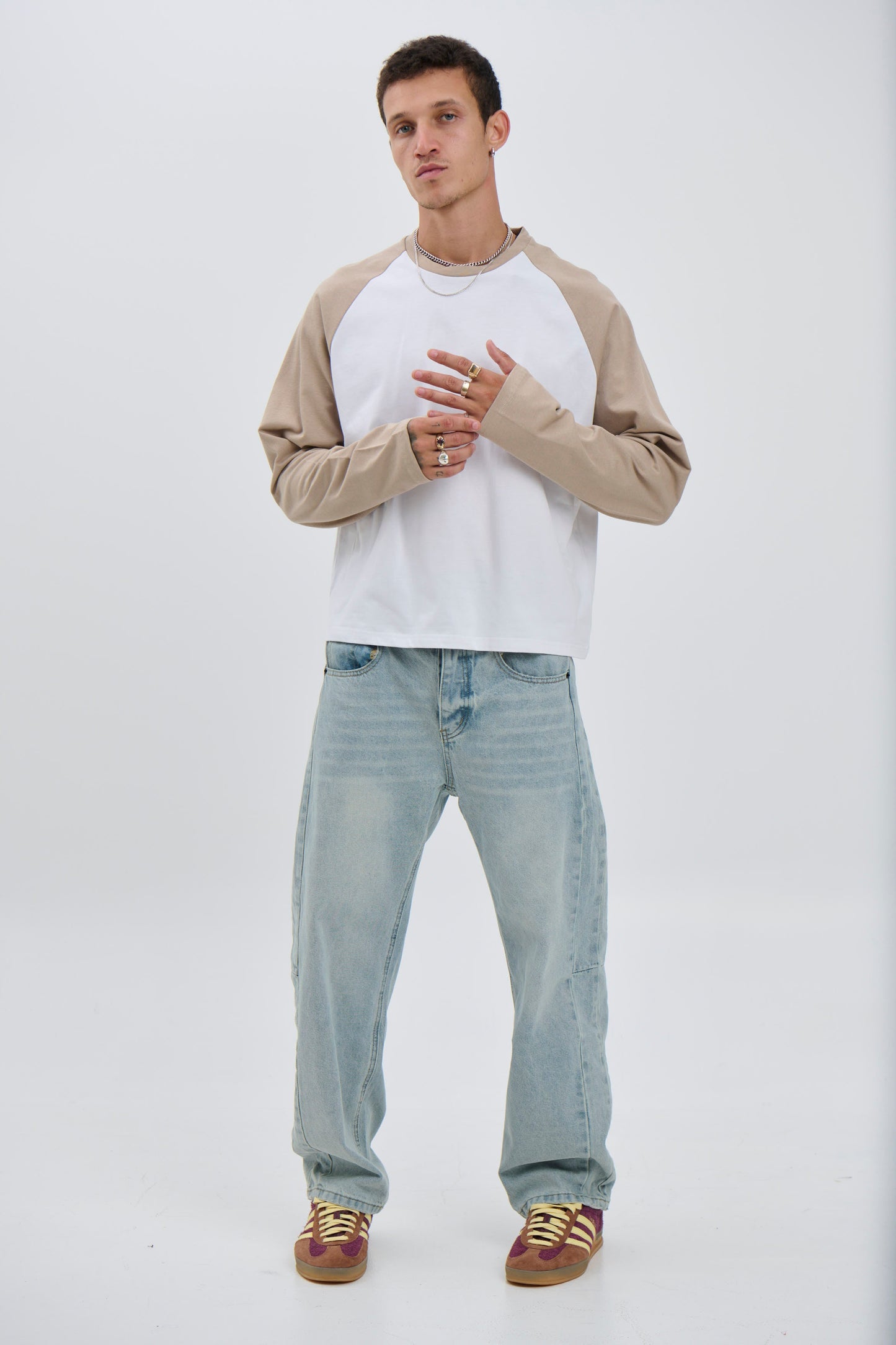 Crop Box Raglan Long Sleeve Light Khaki - FINAL SALE