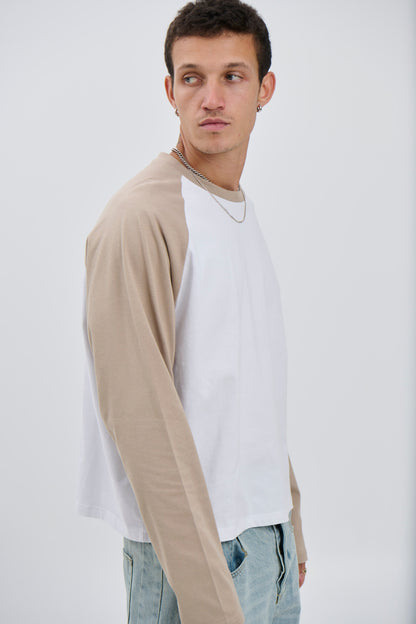 Crop Box Raglan Long Sleeve Light Khaki - FINAL SALE