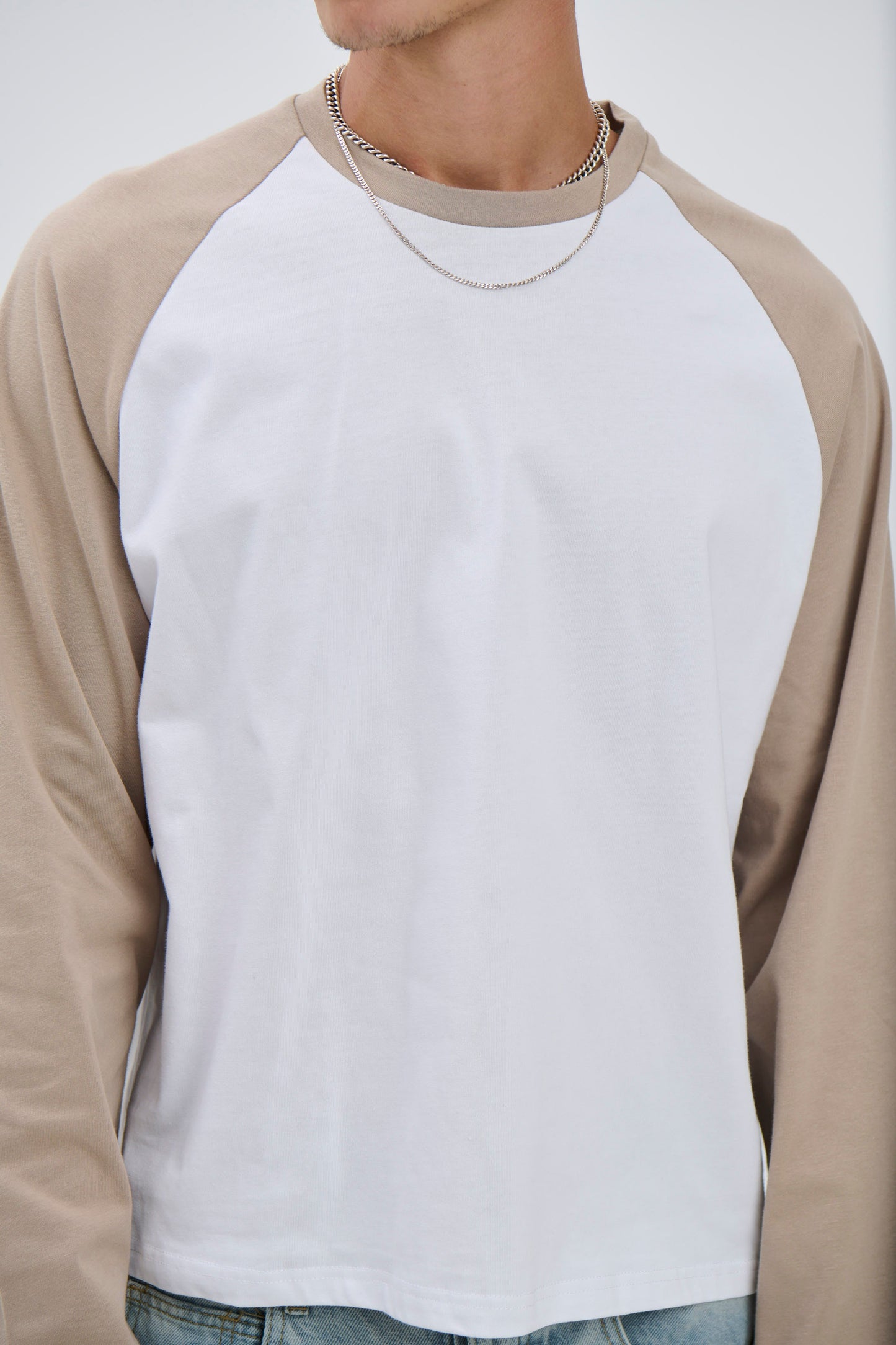 Crop Box Raglan Long Sleeve Light Khaki - FINAL SALE