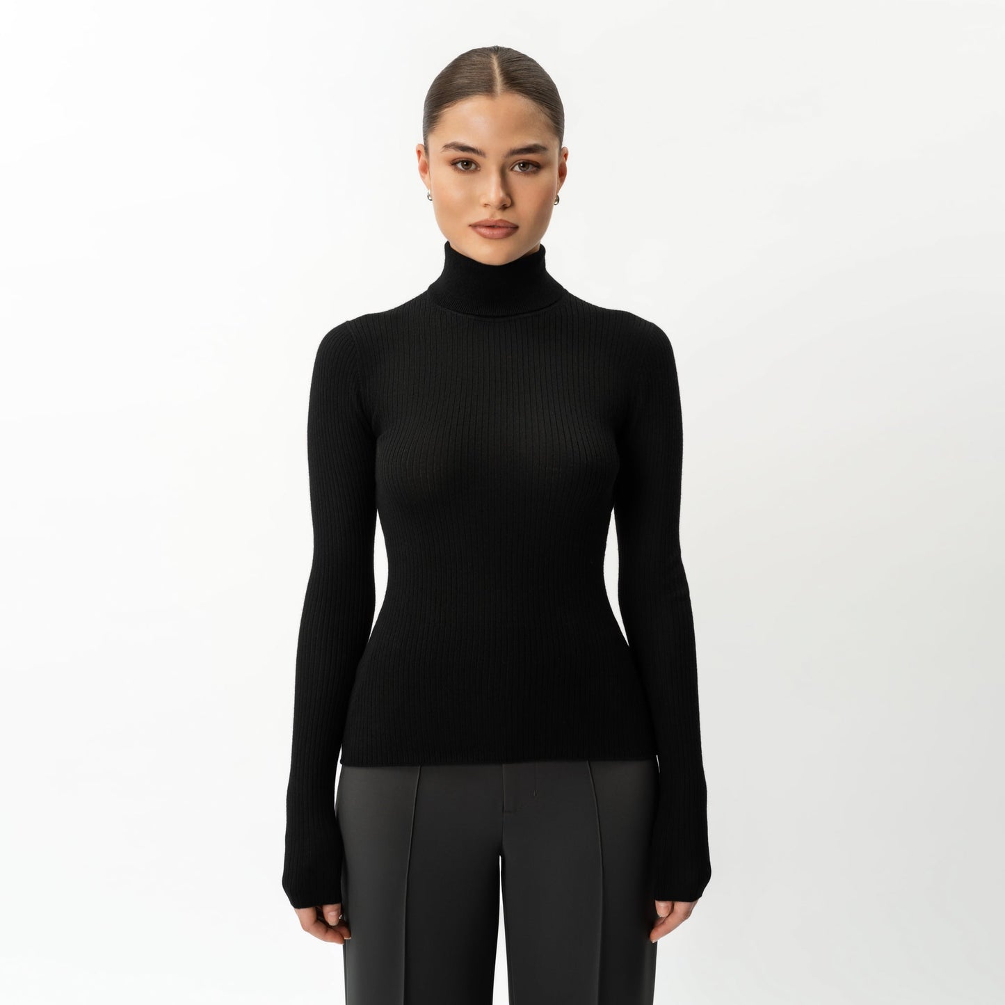 Merino Wool Ribbed Turtleneck