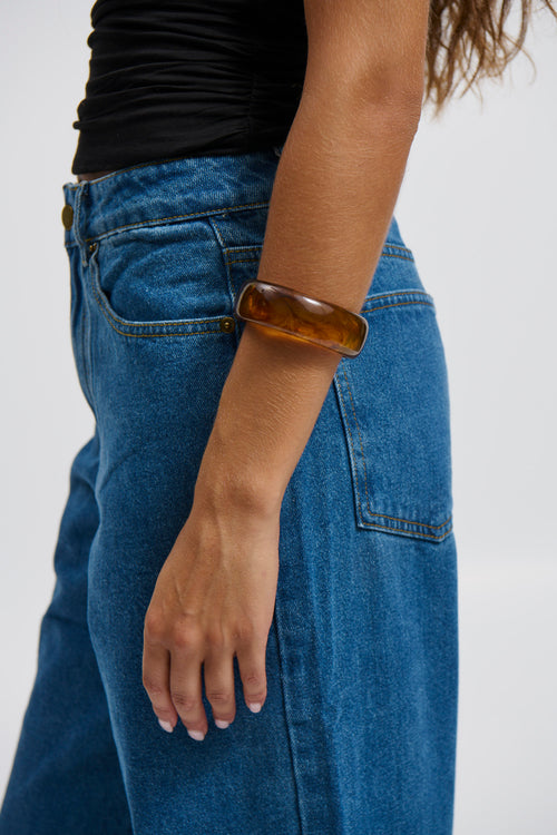 Joey Open Cuff Bangle Brown