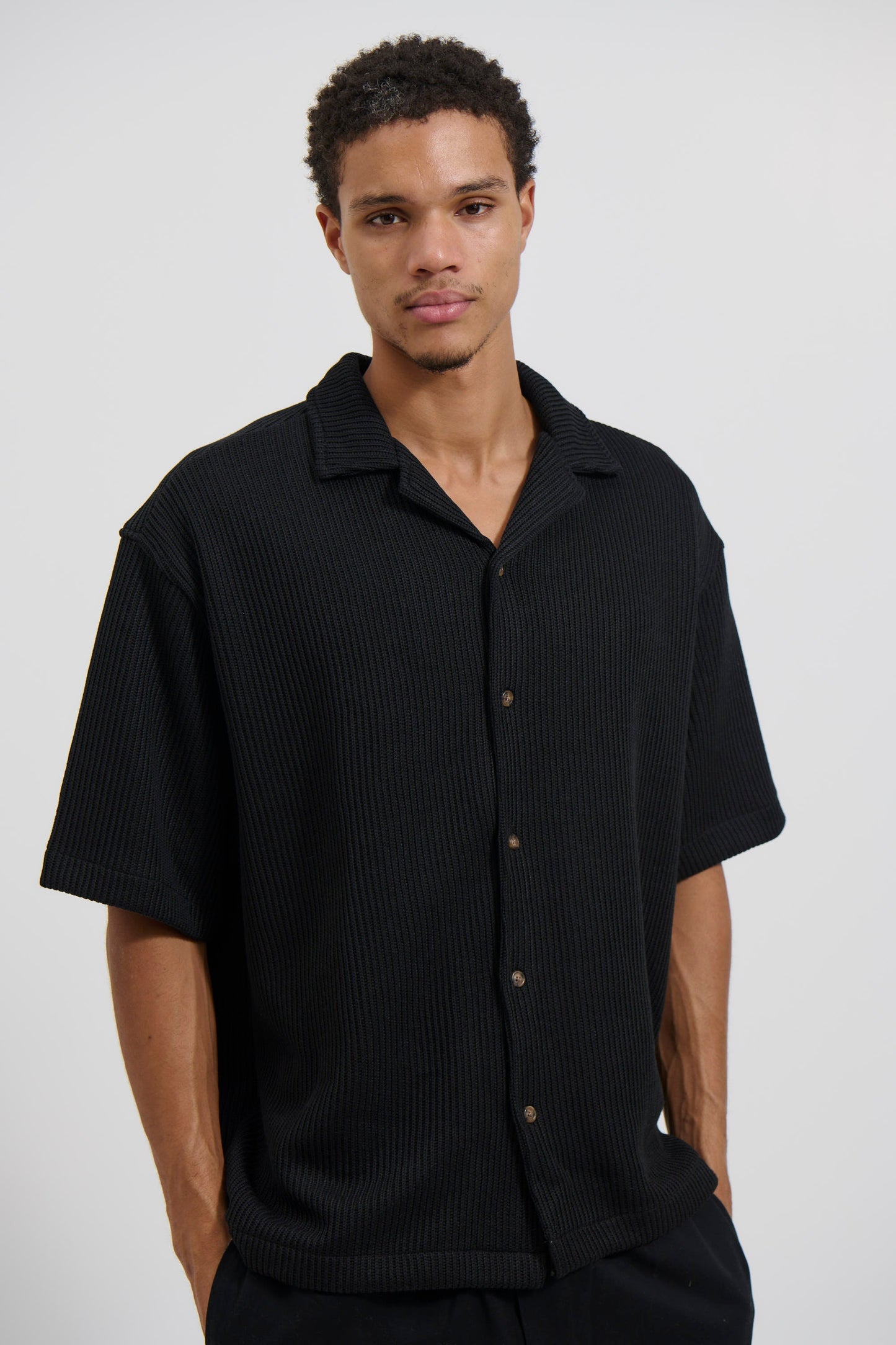 Chad Knitted Shirt Black - FINAL SALE