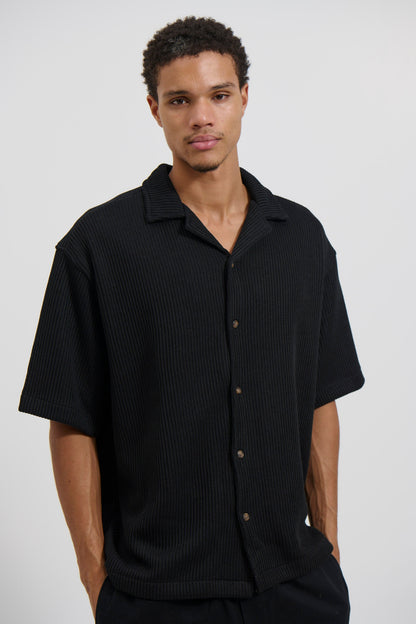 Chad Knitted Shirt Black - FINAL SALE