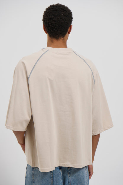 Contrast Stitch Raglan Tee Stone - FINAL SALE