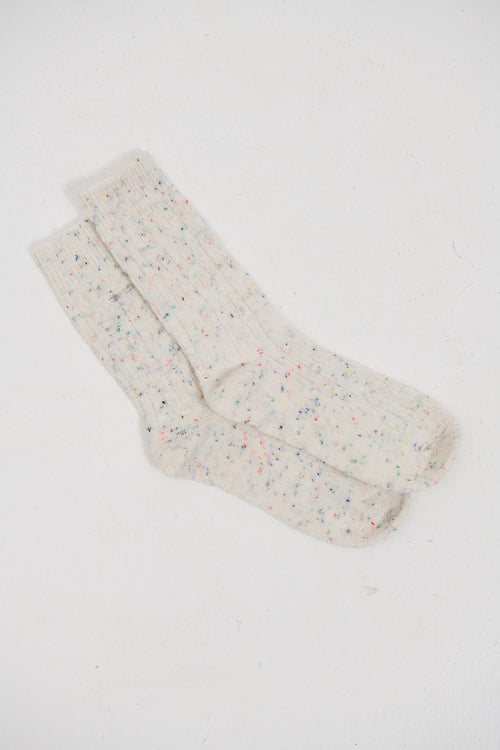 Cable Knit Crew Socks White
