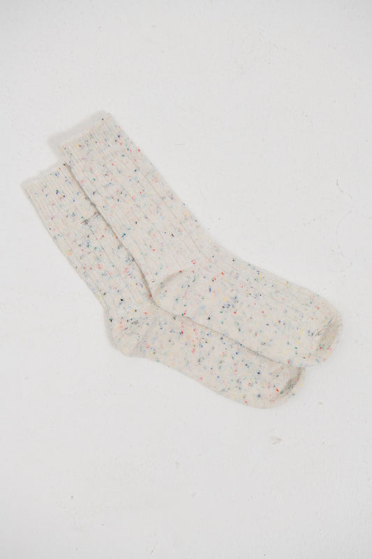 Cable Knit Crew Socks White