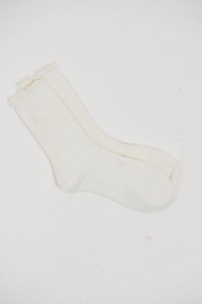 Frill Wool Sock White
