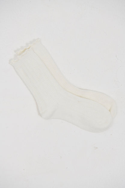 Frill Wool Sock White