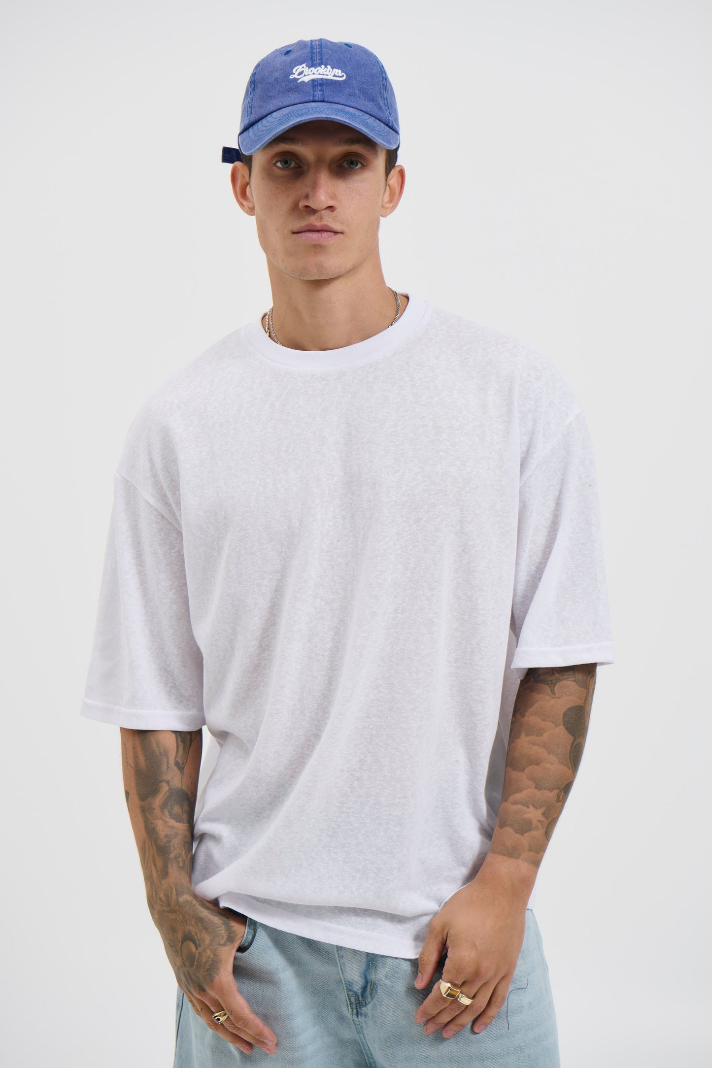 Lightweight Linen Look Tee White - FINAL SALE