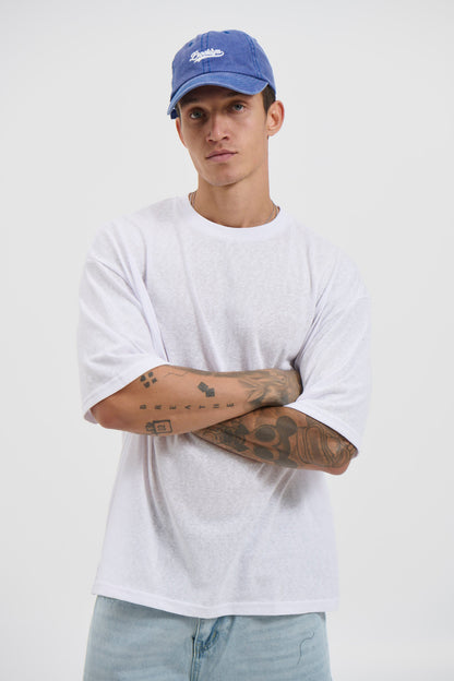 Lightweight Linen Look Tee White - FINAL SALE