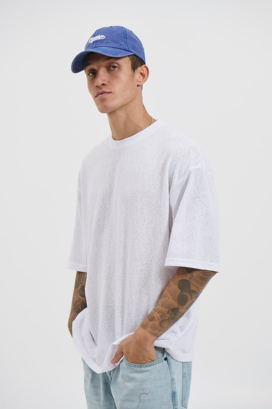 Lightweight Linen Look Tee White - FINAL SALE
