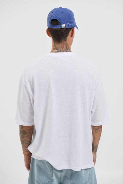 Lightweight Linen Look Tee White - FINAL SALE