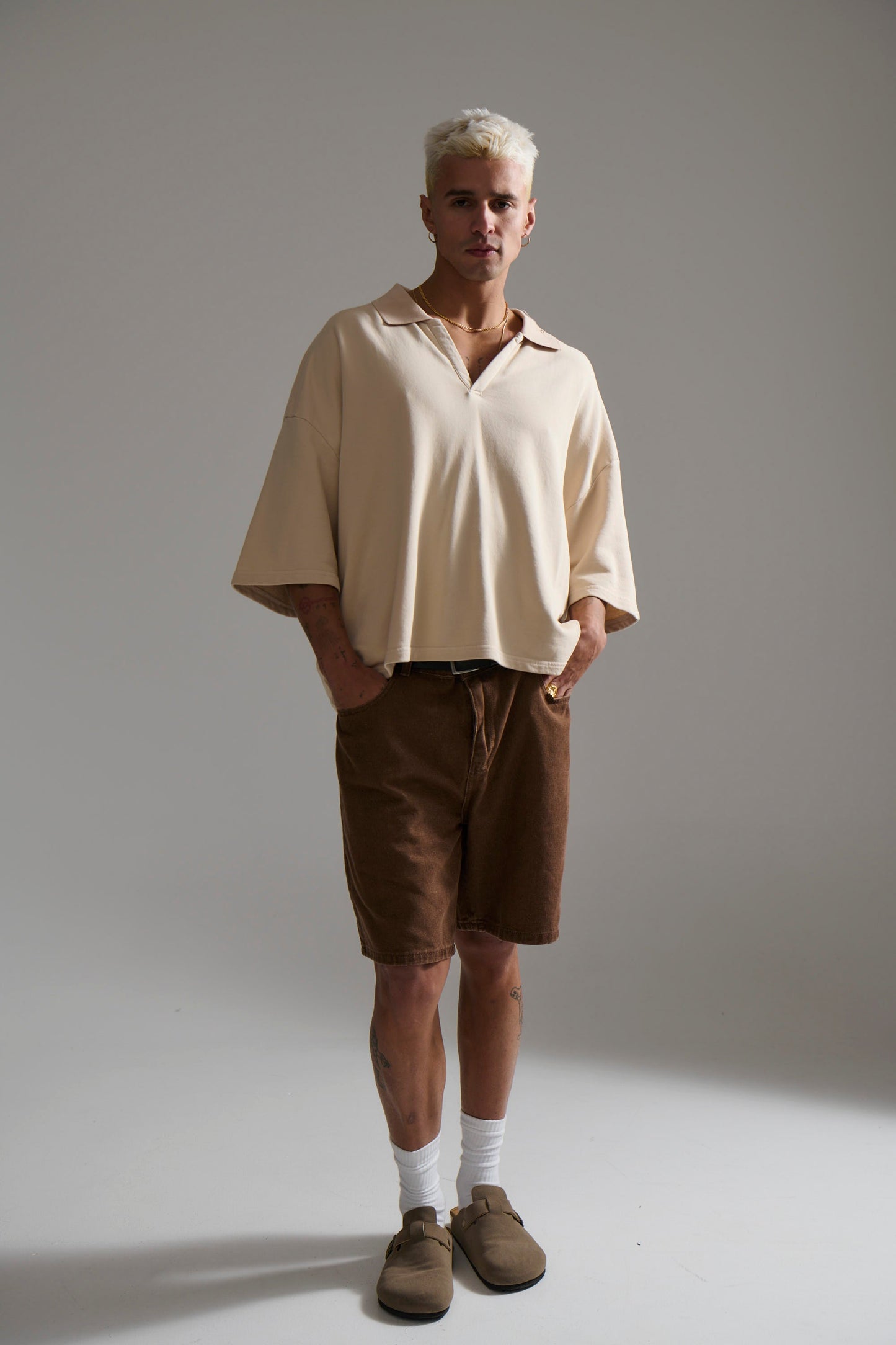 Jersey Crop Polo Sand