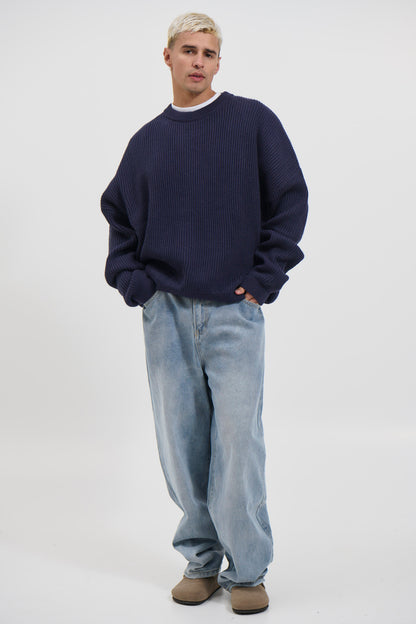 Drop Sleeve Heavy Knit Navy