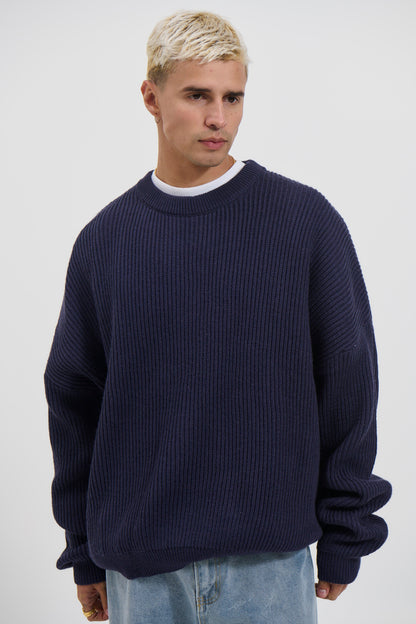 Drop Sleeve Heavy Knit Navy