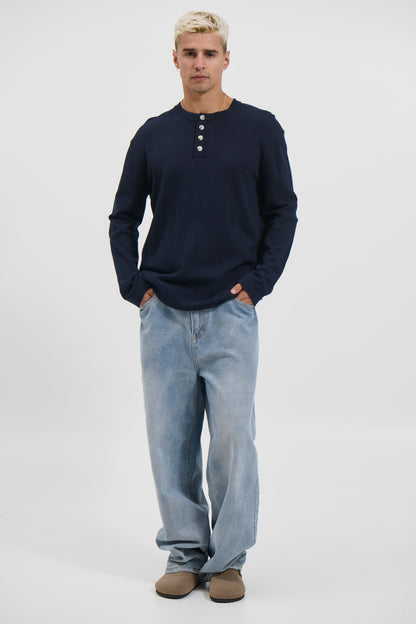 Jackson Fitted Henley Navy