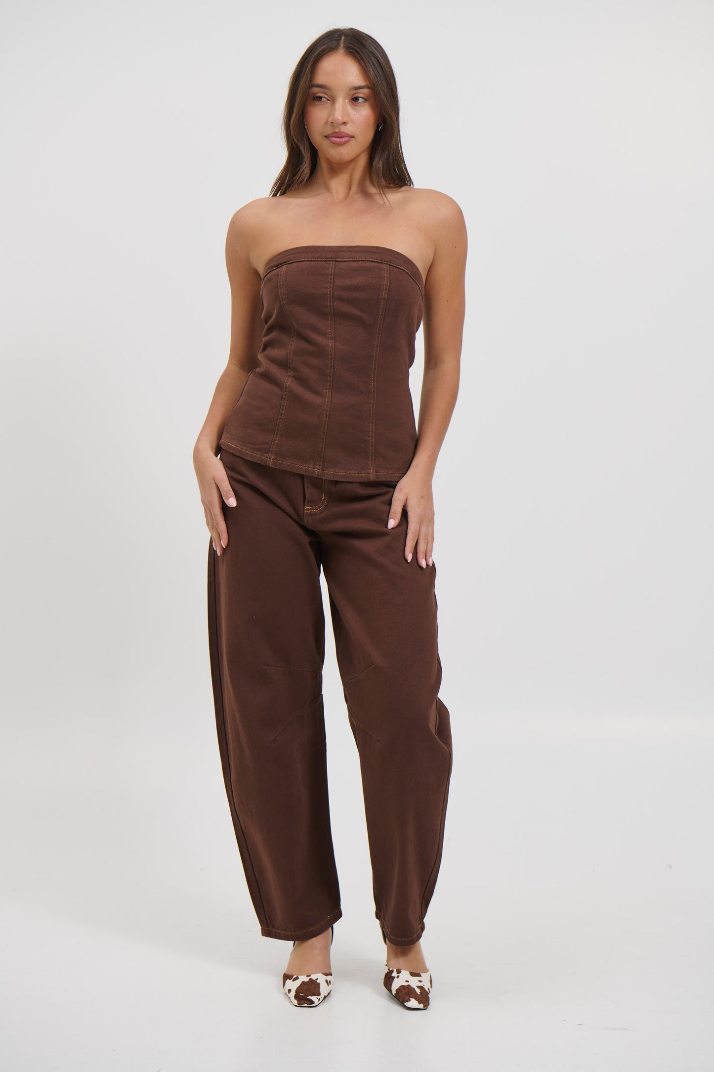 Lex Denim Corset Top Chocolate - FINAL SALE