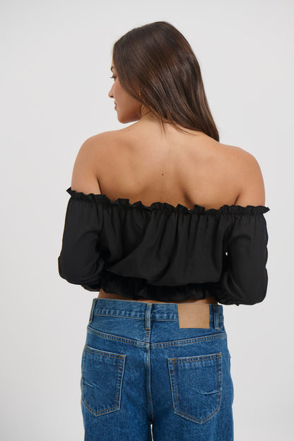 Antonia Off The Shoulder Top Black - FINAL SALE